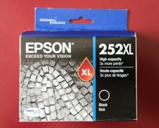 10-2020 NIB GENUINE Epson 252XL Black Ink Cartridge WF 3620 3640 7110 7610 7620 picture