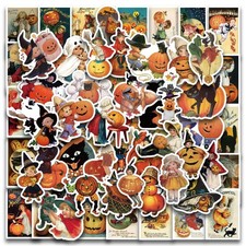 SEMYEIYO 53PCS Vintage Halloween Stickers,Pumpkin Witch Vinyl M picture