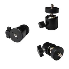 ThtRht 3 Pack Mini Ball Head 1/4'' Screw Swivel Tripod Mount 360 Black  picture