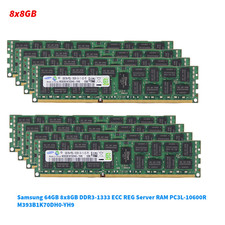 Samsung 64GB 8x8GB DDR3-1333 ECC REG Server RAM PC3L-10600R M393B1K70DH0-YH9  picture
