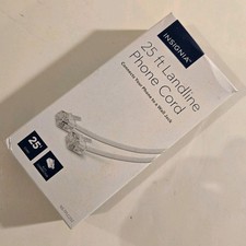 25' Insignia White RJ11 Landline Phone Cord Telephone Extension Cable Long picture