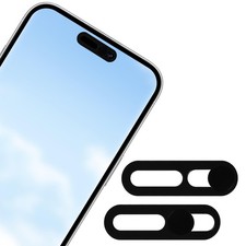 2pcs Front Camera Cover Slide for iPhone 14 15 16 17, 20x5mm/0.8x0.2in, black picture