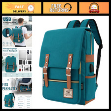 Stylish Vintage Laptop Backpack with USB Charging Port, Casual Rucksack for Trav picture