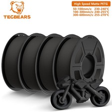 TECBEARS 4KG PETG Fast-Print Matte 3D Filament 50-600mm/s Neat Winding Black picture