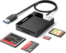 USB 3.0 Multi-Card Reader Hub: 5Gbps, 4 Cards Simultaneously, Portable Black picture