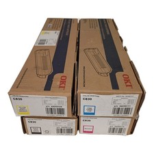 NEW GENUINE  Complete Set  - OKI BLACK, MAGENTA, YELLOW, & CYAN TONER for C830  picture