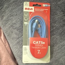 RCA CAT5e Ethernet Patch Cable RJ-45 7 ft Blue Round Network picture
