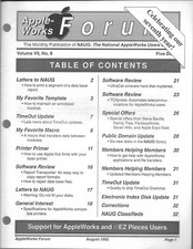 AppleWorks Forum Magazine, August 1992 for Apple II II+ IIe IIc IIgs picture