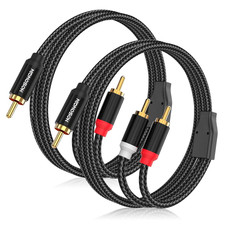 RCA Y Splitter Cable, 3.3Ft, 2Pack, 1 Male to 2 Male Audio Cable, Gold-Plated, N picture
