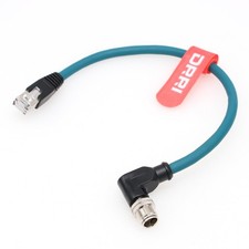 3M Right Angle M12 XCoded 8 Pole To RJ45 10 Gbps Gigabit Ethernet Cat 7e Cord picture