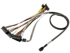 SFF-8643 Cable 4x to SAS SFF-8482 80cm + Sideband Connectors Amphenol picture