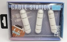 3 Pack of 4 Cable - Station Desk Cable Holders - QUB Works, White picture