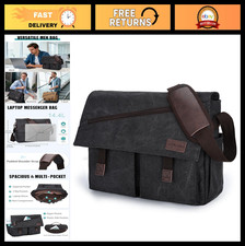 Water Resistant Canvas Messenger Bag for Men, 14-17 Inch Laptop Satchel, Busines picture