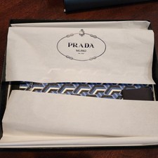 Prada Blue Geometric Saffiano Twist leather iPad tablet Case NEW AUTHENTIC  picture