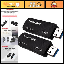 64GB USB 3.2 Flash Drive 2-Pack, High-Speed 80MB/s, Retractable, Carbon Fiber De picture