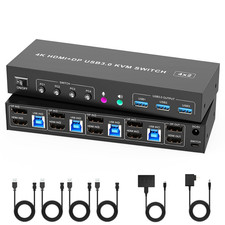 4 Port HDMI Dual Monitor KVM Switch, Supports EDID, 4K 60Hz KVM Switch 2 Monitor picture