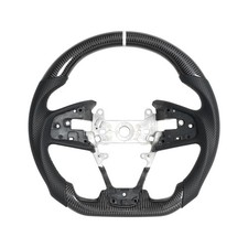Carbon Fiber Steering Wheel D-Shaped Flat Bottom Perforated Leather Grip for ... picture