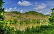 Landscape nature river hills town sky Custom Gaming Mat Desk picture