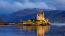 Landscape scotland uk eilean donan castle lake mountains Custom Gaming Mat Desk picture