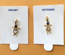 Set of 5 pcs.-Children-Boy or Girl Birthstone Charm Pendant Goldplated Resin picture