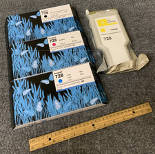 Lot of 4 OEM HP 728 Black Cyan Magenta Yellow Ink Cartridges -NIB, Sealed- picture