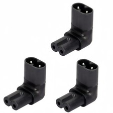 (3Pack)IEC320 C7 to C8 90 Degree Up Down Angled Right Angle AC Adapter Extension picture