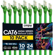 5 Pack Cat6 Ethernet Patch Cable 1.5ft-15ft - Gigabit LAN Cord for Speed Green picture