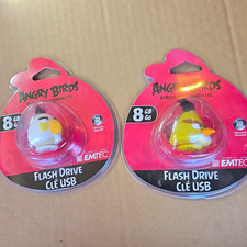 EMTEC Angry Birds 8GB USB 2.0 Flash Drive 2-Pack White/Yellow Strap picture