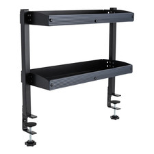 Desktop or Under-Desk Shelf Clamp-On 2-Tier Shelving W/ Adjustable Storage Tray picture