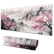 31.5x11.8 Inch XL Ink Landscape Cherry Blossom Art Large Desk Gaming Mouse Pad picture