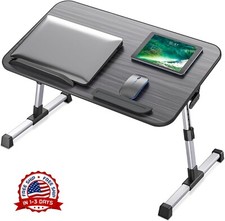 Mesa De Ordenador Escritorio Para Cama Laptop Portatil Plegable Negro Oscuro NEW picture