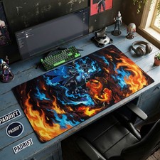 Mega Charizard X Fire Battle XL Gaming Mouse Pad, Pokemon Desk Mat picture