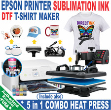 Epson Printer with Sublimation ink Plus  5 in 1 Heat Press Complete Bundle picture