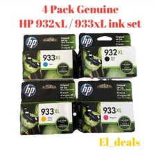 4 pack OEM HP 932XL 933XL Ink black color Cyan Magenta Yellow 932 933 XL In Box picture