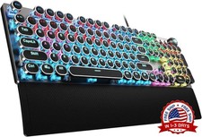 Teclado mecánico para juegos estilo máquina de escribir con interruptores azules picture