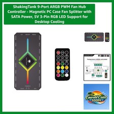 9-Port ARGB PWM Fan Hub Controller - Magnetic PC Case Fan Splitter with SATA ... picture
