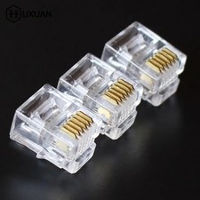 100pcs RJ12 Pass Through Modular Plug Network Cable Connector End  6P6C picture