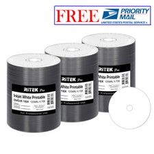 300 Pack Ritek Pro DVD-R 16X 4.7GB White Inkjet Hub Printable Blank Media Disc picture