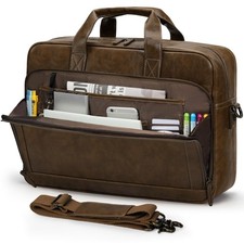 RAINSMORE Mens Laptop Bag 16 Inch Leather Briefcase Vintage Messenger Bag for... picture