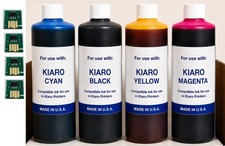 4 COMPATIBLE INK REFILL Kiaro QuickLabel 200 QL-120 QL-120e + CHIPS + 4 SYRINGE picture