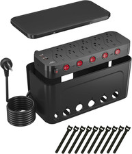 Power Strip with Cable Management Box, Large Cable Organizer Box, Black picture