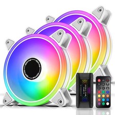 White Moonlight 120mm Rgb Case Fan With Fan Hub X And Remotemotherboard Aura Syn picture