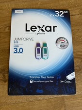 Lexar by Micron 2 Pack 32GB Jumpdrive S25 USB 3.0 BRAND NEW Unopened picture