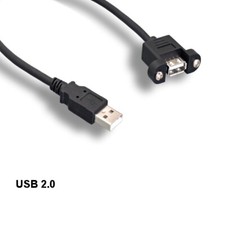 1 feet USB 2.0 A Panel-Mount Style Extension Cable 480Mbps Data Sync Charge M/F picture