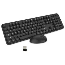 STIVIC Wireless Keyboard and Mouse Combo, Retro Style with Black picture