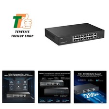 16 Port PoE Switch with 2 Gigabit Uplink, 10/100Mbps PoE+ Ports, 100/1000Mbps... picture