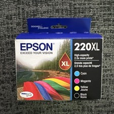 Genuine Epson 220XL Black/Cyan/Magenta/Yellow Ink 4Pk Cartridges OEM EXP 05/27 picture