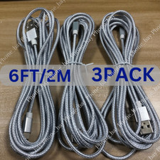 3 Pack 6ft USB Charger Cable Braided For iPhone 14 13 12 11 8 Fast Charging Cord picture
