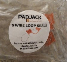 (5-Pack) PadJack Wire Loop Seals for use w/ USB/Cable Port Locks NEW *SEALED* picture