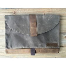 WaterField Designs Waxed Canvas Leather Laptop Tablet Sleeve Brown Tan 26 picture